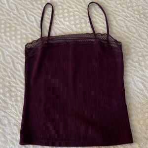 Madewell Lace Trim Burgundy Cami Top